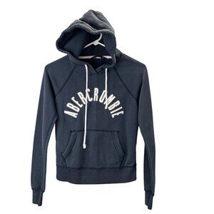 Abercrombie & Fitch Hoodie XXS Pullover Blue Embroidered Logo Kangaroo Pocket